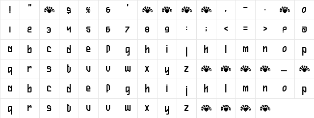 Hookworm Regular  glyph index