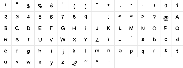 GHR Basic Brush Medium  glyph index