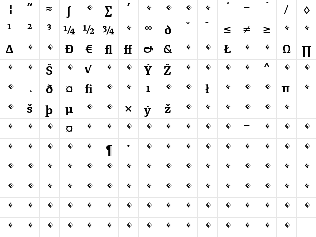 PageSerif-DemiBoldExpert Regular  glyph index