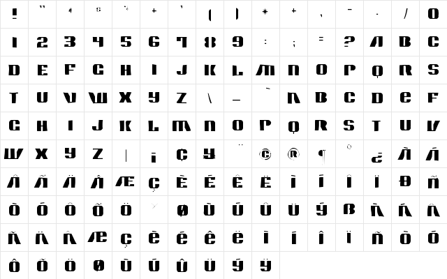 Contour Generator Gaunt Regular  glyph index