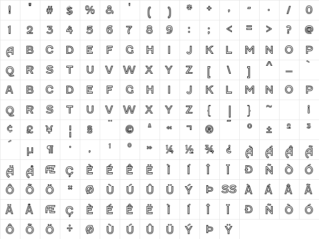 Fenwick Outline  glyph index