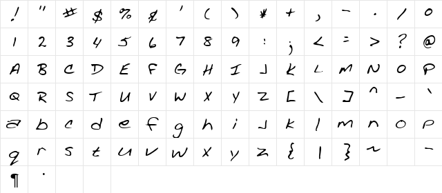 Jantz Regular  glyph index