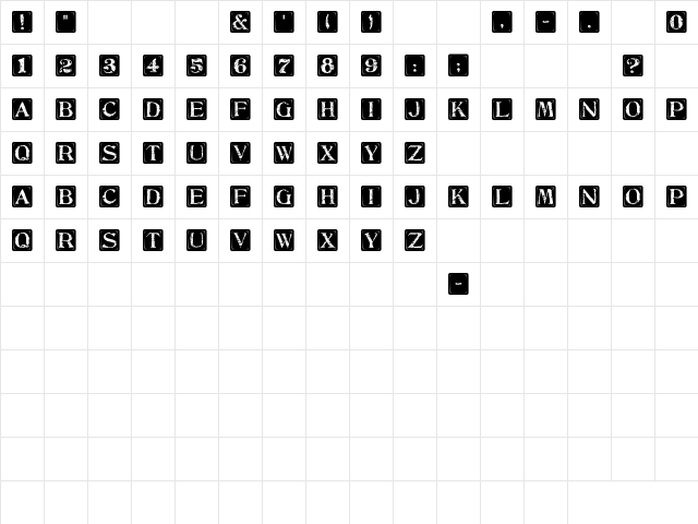 SBC Tablets Regular  glyph index