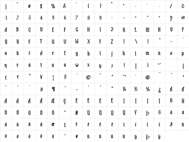 Kramood Regular  glyph index