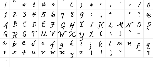 Georgia Regular  glyph index