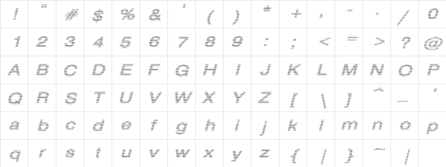 HvStripe-ExtraBold Italic Italic  glyph index