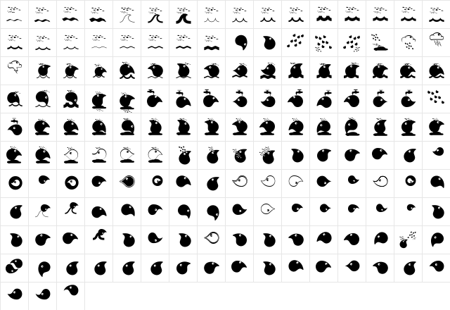 RainyDay Regular  glyph index