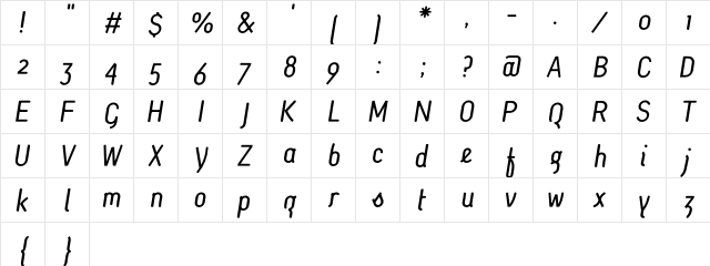 Monolein Kursiv  glyph index