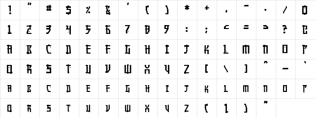 Manga Normal  glyph index
