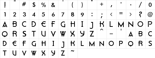 Flatley Regular  glyph index