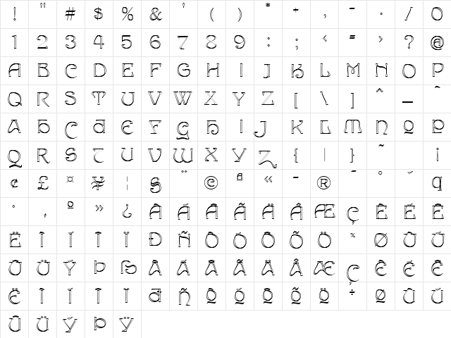 Edda Regular  glyph index
