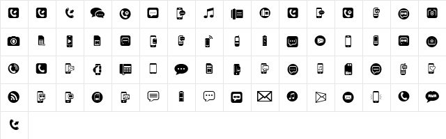 Mobile Icons Regular  glyph index