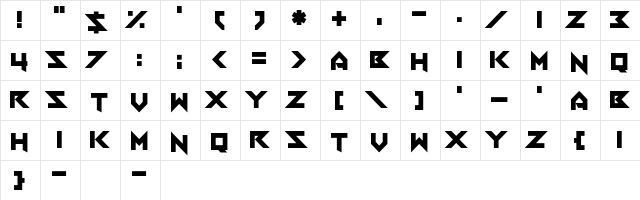 Sacred Hertz Straight Regular  glyph index