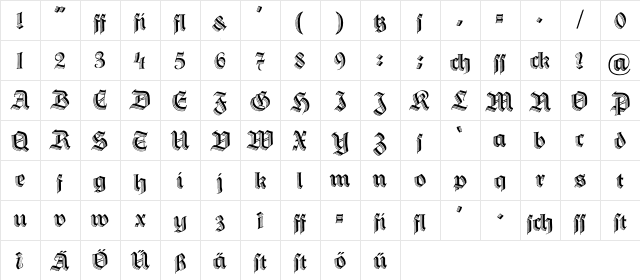 Hermann-Gotisch Regular  glyph index