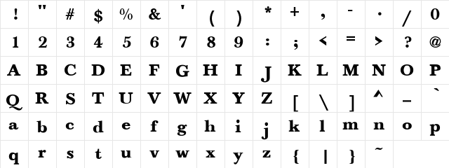 Jason Regular  glyph index
