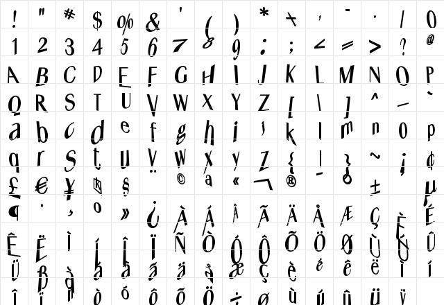 WhatsHappened Regular  glyph index