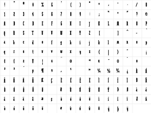 ModulaRoundSerifUltra Regular  glyph index