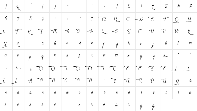 Karine aime les Chocolats Regular  glyph index