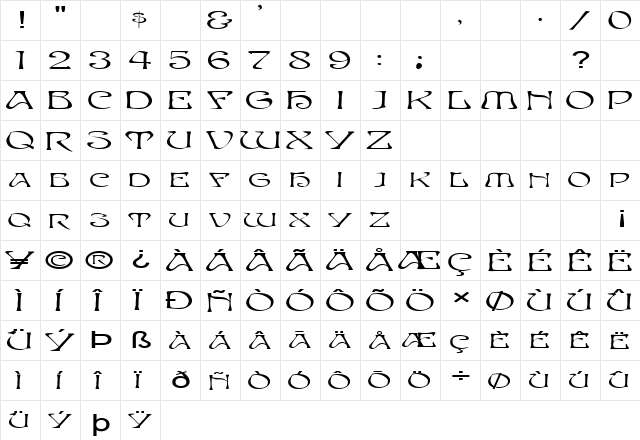 FZ JAZZY 20 EX Normal  glyph index