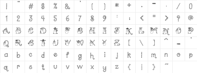 PC December Regular  glyph index