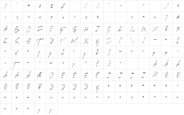 The Coastal Regular  glyph index