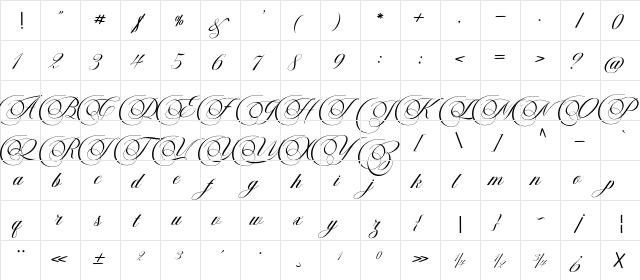 Faradila Regular  glyph index