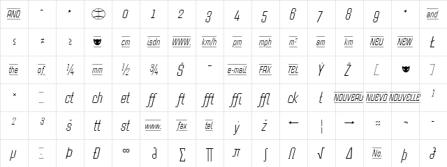 CaseStudyNoOne LT Light Italic  glyph index