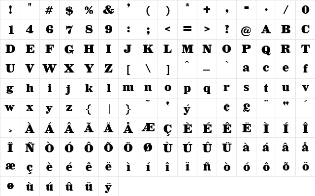 Antinori Regular  glyph index