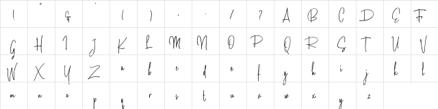 Amanda Santiago Demo Regular  glyph index