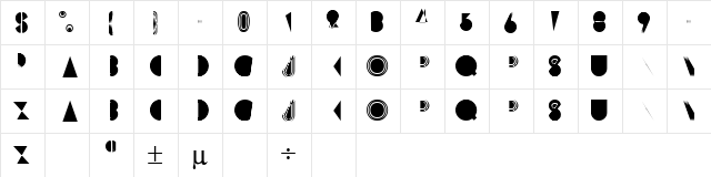 PHARAOH Regular  glyph index