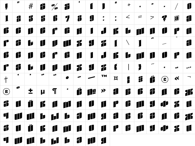 a_GlobusSpUp Regular  glyph index