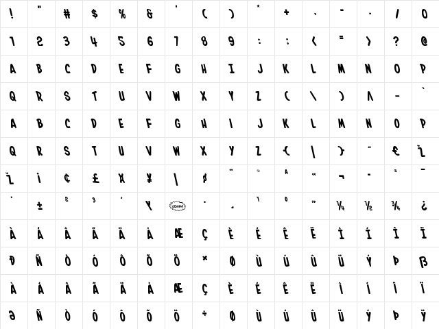 In-House Edition Leftalic Italic  glyph index