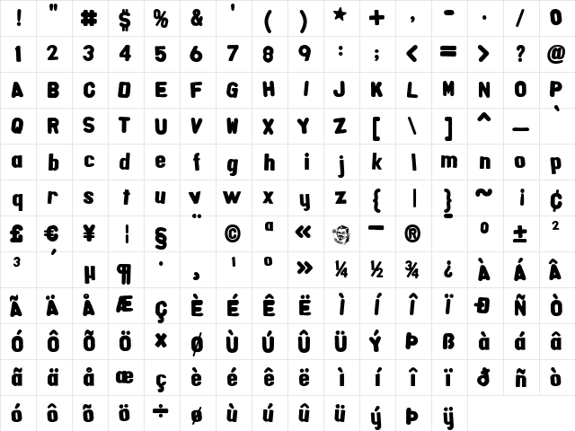 AlphaFridgeMagnets Regular  glyph index