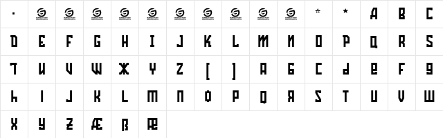 Ozobarof Personal Use Regular  glyph index