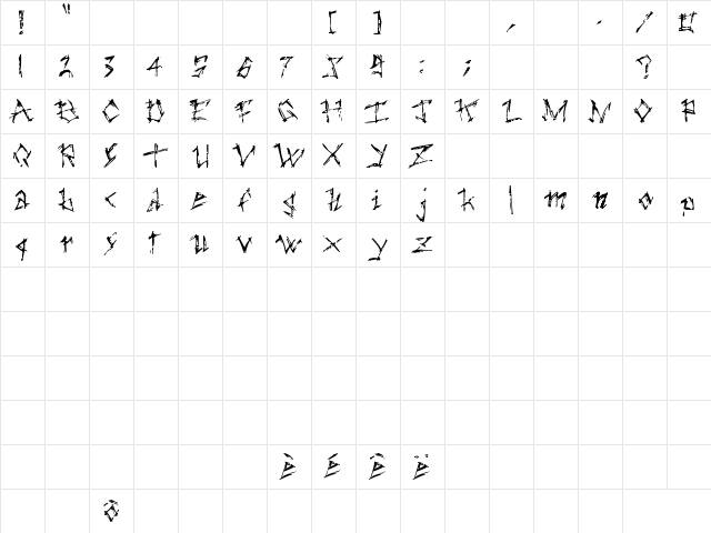 the dark ages Regular  glyph index