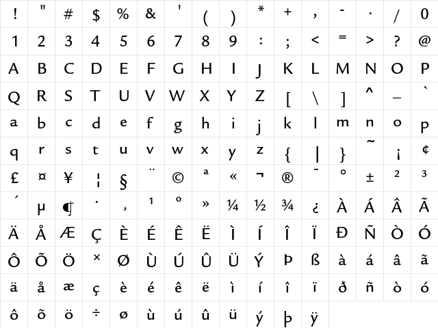 ITC Legacy Sans Medium  glyph index