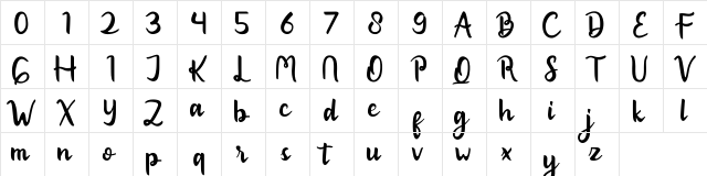 Charganolton Regular  glyph index