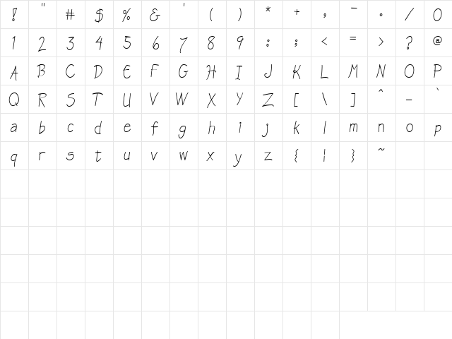 KF Pen Pals Regular  glyph index