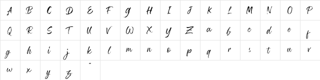 Zephyrush Regular  glyph index