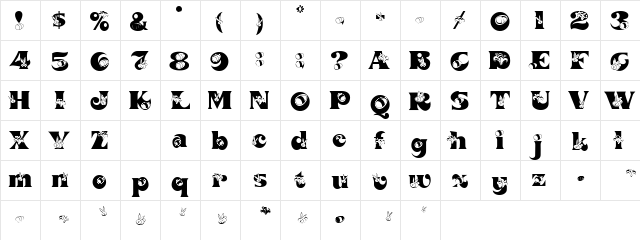 EASTER Regular  glyph index