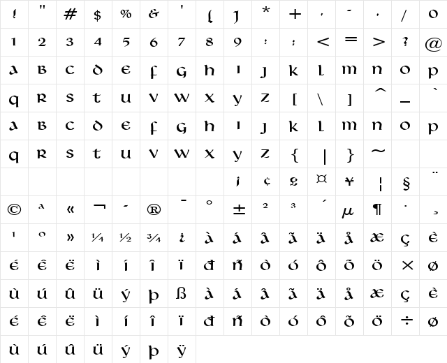 Leo-Extended Normal  glyph index