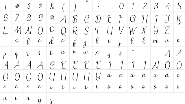 Girls Stuff Regular  glyph index