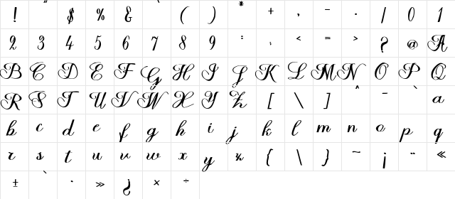 Halfesika Script Regular  glyph index
