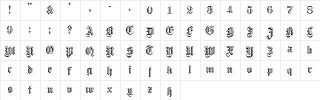 Dampfplatz DemiBold  glyph index