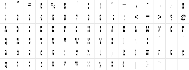 BlackJackSSK Regular  glyph index