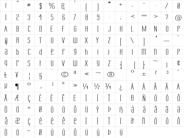 Labtop Unicase Wide Regular  glyph index