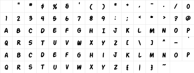 Enrose Stand Thick Regular  glyph index