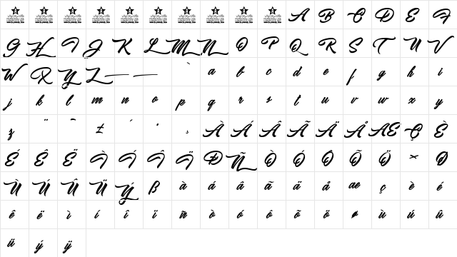 Ipanema Personal Use Regular  glyph index