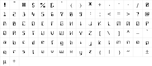Limelight 1 Regular  glyph index