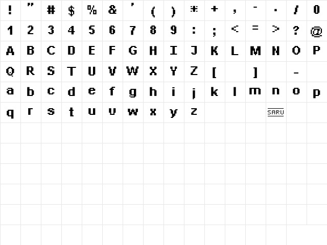 Bit Daylong11 (sRB) Regular  glyph index